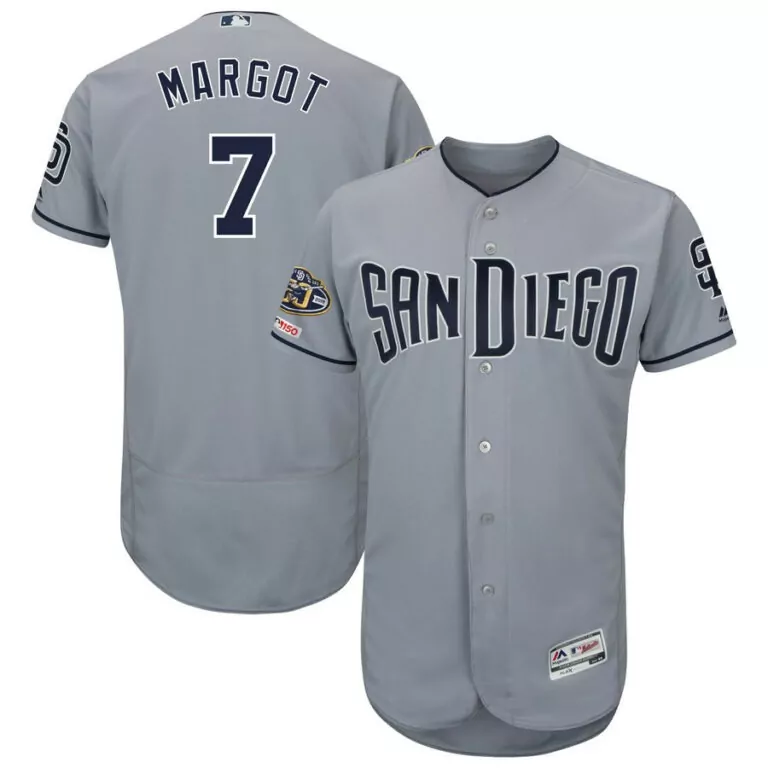 Personalized San diego padres 4 wil meyers navy 50th anniversary and 150th patch flexbase jersey 5757