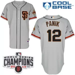 Personalized San francisco giants 12 joe panik grey road 2 cool base w2014 world series champions patch stitched jersey 8464