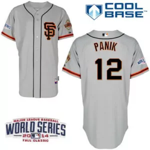 Personalized San francisco giants 12 joe panik grey road 2 cool base w2014 world series champions patch stitched jersey 8464