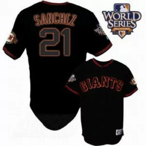 Personalized San francisco giants 21 freddy sanchez cool base 2010 world series patch black stitched jersey 4591