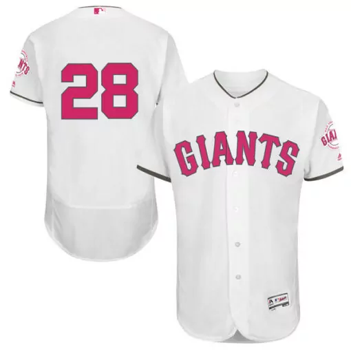Personalized San francisco giants 28 buster posey cream 1946 throwback cool base jersey 2775