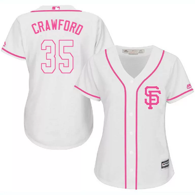 Custom San francisco giants 35 brandon crawford pink women cool base jersey 9885