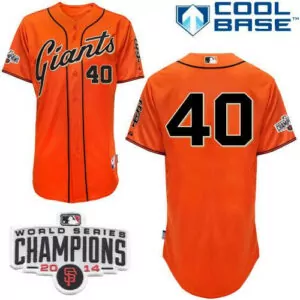Personalized San francisco giants 40 madison bumgarner orange cool base w2014 world series champions patch stitched jersey 9218