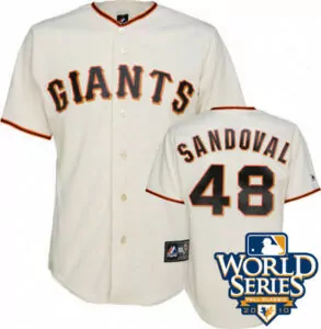 Customizable San francisco giants 48 pablo sandoval cream cool base w2010 world series patch stitched jersey 7024