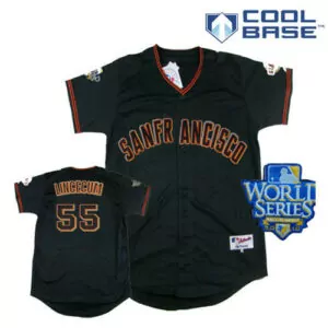 Custom San francisco giants 55 tim lincecum black cool base w2010 world series patch stitched jersey 5909