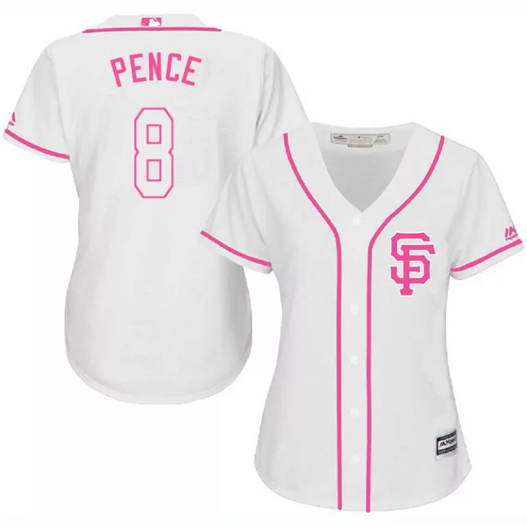 Custom San francisco giants 8 hunter pence white pink women cool base jersey 9682
