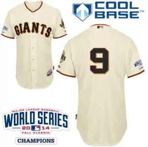 Personalized San francisco giants 9 brandon belt cream cool base w2014 world series patch stitched jersey 3500
