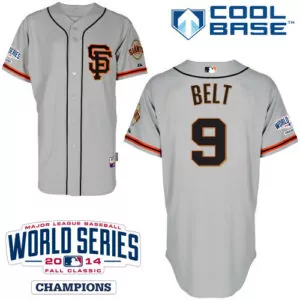 Personalized San francisco giants 9 brandon belt cream cool base w2014 world series patch stitched jersey 3500