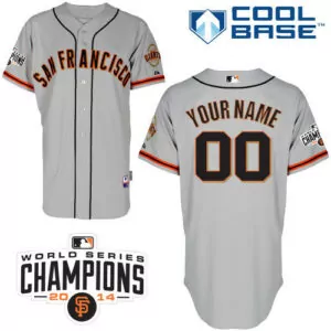 Personalized San francisco giants grey customized men 2014 world series champions cool base jersey 8926