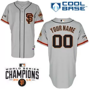 Personalized San francisco giants grey customized men 2014 world series champions cool base jersey 8926