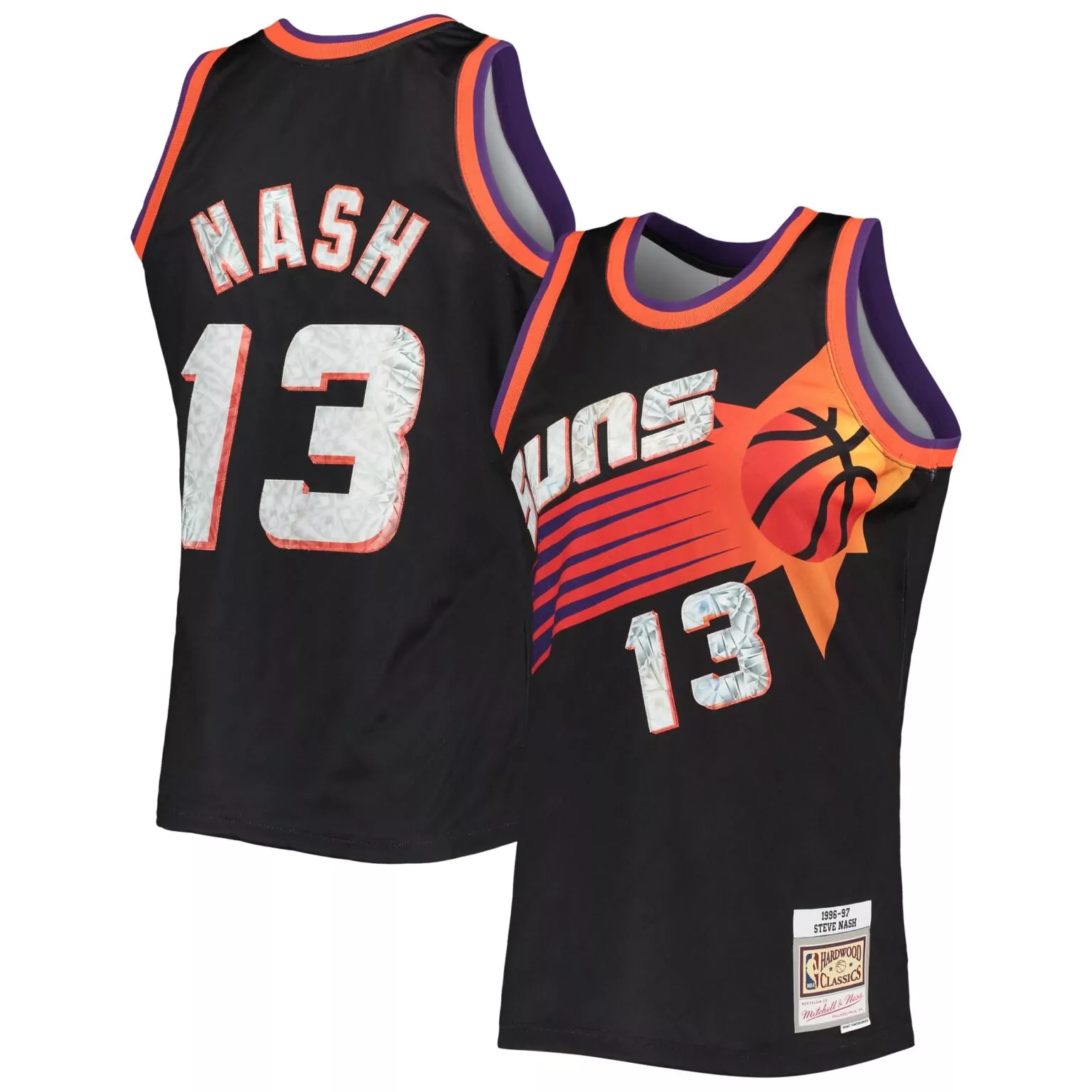 Custom Steve nash phoenix suns 199697 hardwood classics nba 75th anniversary diamond jersey black 6622