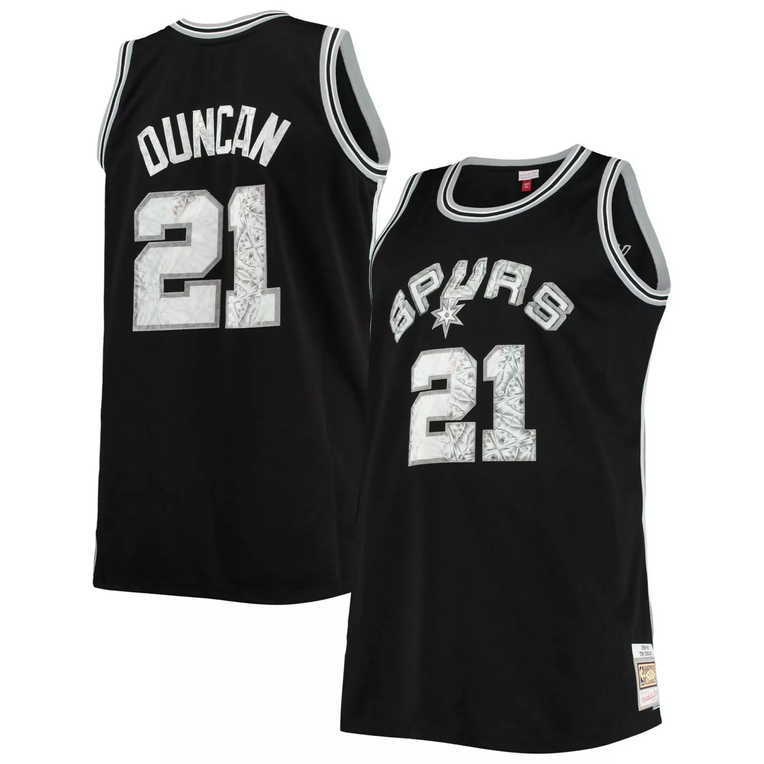 Personalized Tim duncan san antonio spurs big tall 199899 nba 75th anniversary diamond jersey black nba 6105