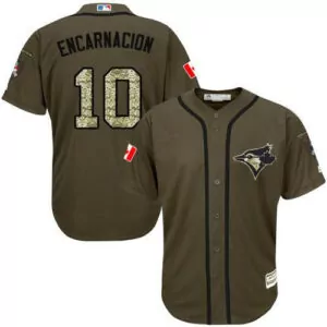 Customizable Toronto blue jays 10 edwin encarnacion green salute to service stitched jersey 4833