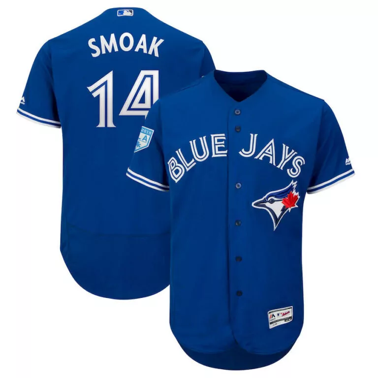Customizable Toronto blue jays 14 justin smoak royal 2019 spring training flexbase jersey 5122