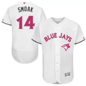 Personalized Toronto blue jays 14 justin smoak white mothers day flexbase jersey 7335