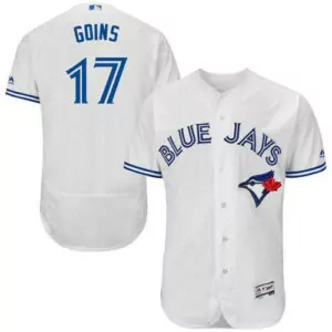 Custom Toronto blue jays 17 ryan goins white flexbase collection stitched jersey 5221