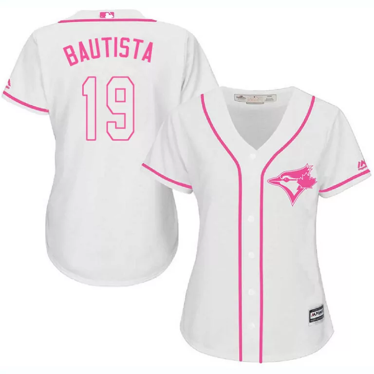 Personalized Toronto blue jays 19 jose bautista white pink women cool base jersey 4064