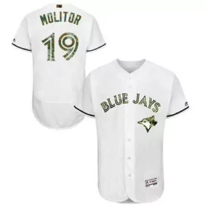 Customizable Toronto blue jays 19 paul molitor white flexbase collection 2016 memorial day stitched jersey 1428
