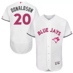 Custom Toronto blue jays 20 josh donaldson white flexbase collection 2016 mothers day stitched jersey 2152