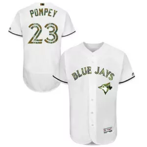 Custom Toronto blue jays 23 dalton pompey white memorial day flexbase jersey 5497