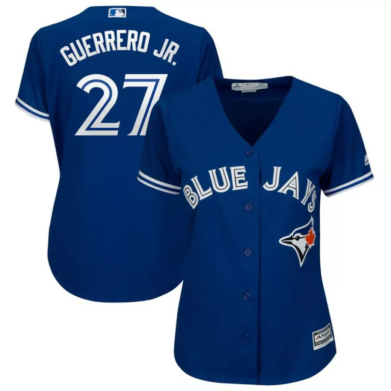 Custom Toronto blue jays 27 vladimir guerrero jr royal women cool base jersey 5001