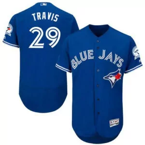 Custom Toronto blue jays 29 devon travis blue flexbase collection stitched jersey 5960