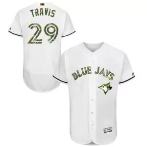 Custom Toronto blue jays 29 devon travis white memorial day flexbase jersey 7950