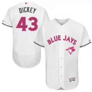 Personalized Toronto blue jays 43 ra dickey white flexbase collection 2016 mothers day stitched jersey 6358