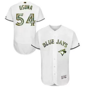 Custom Toronto blue jays 54 roberto osuna white flexbase collection 2016 memorial day stitched jersey 8273