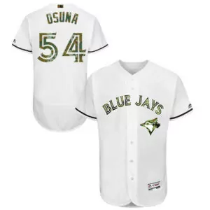 Custom Toronto blue jays 54 roberto osuna white memorial day flexbase jersey 2637