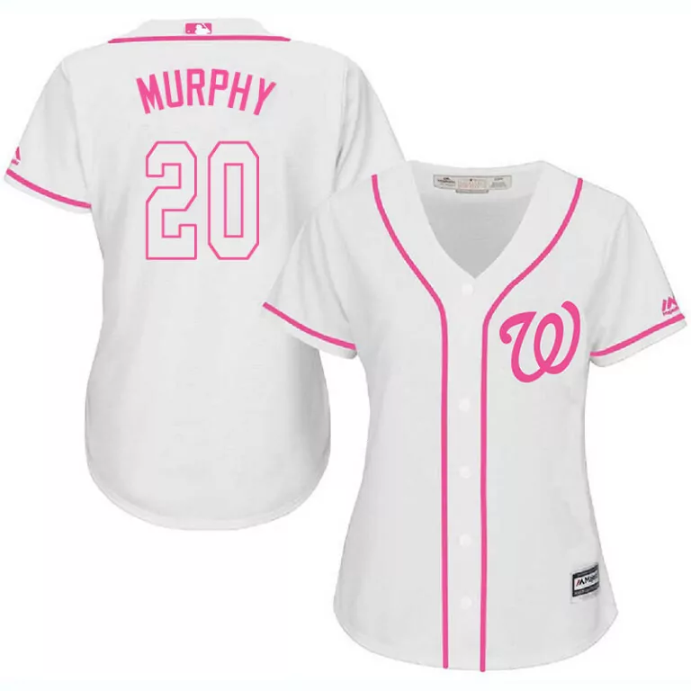 Customizable Washington nationals 20 daniel murphy white pink women cool base jersey 8440