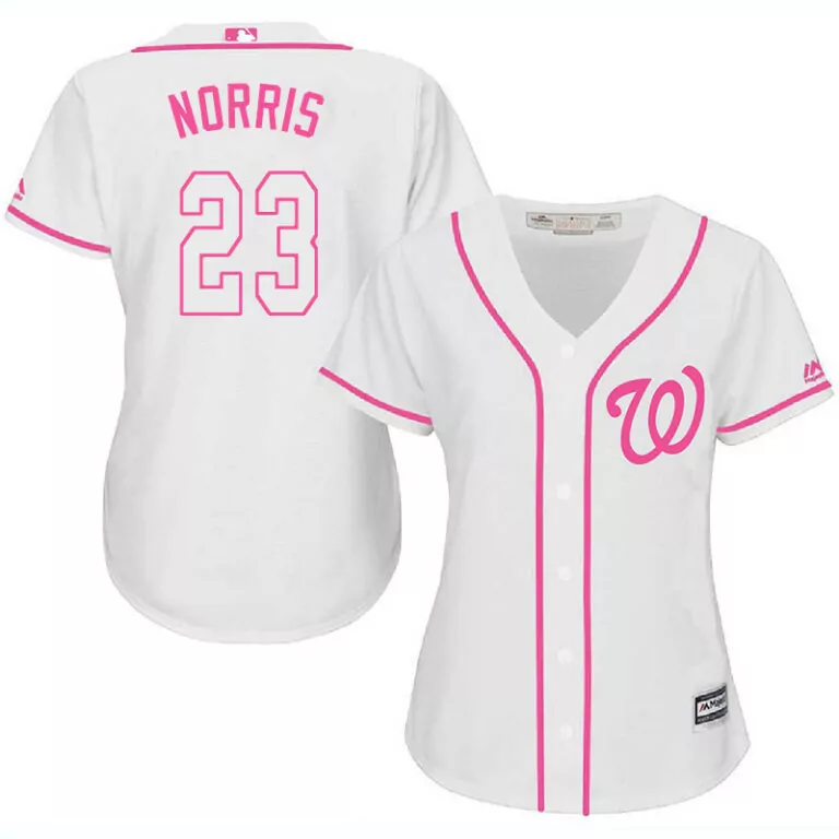 Personalized Washington nationals 23 derek norris white pink women cool base jersey 2790