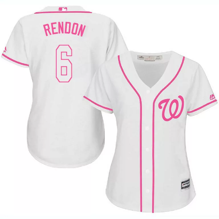 Personalized Washington nationals 6 anthony rendon white pink women cool base jersey 6556