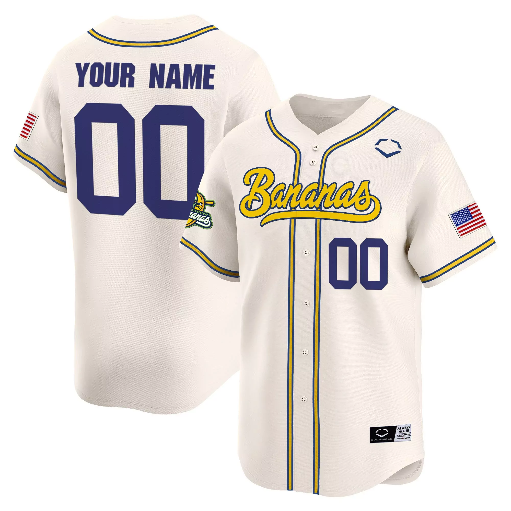 savannah bananas vapor premier limited custom jersey all stitched cream men
