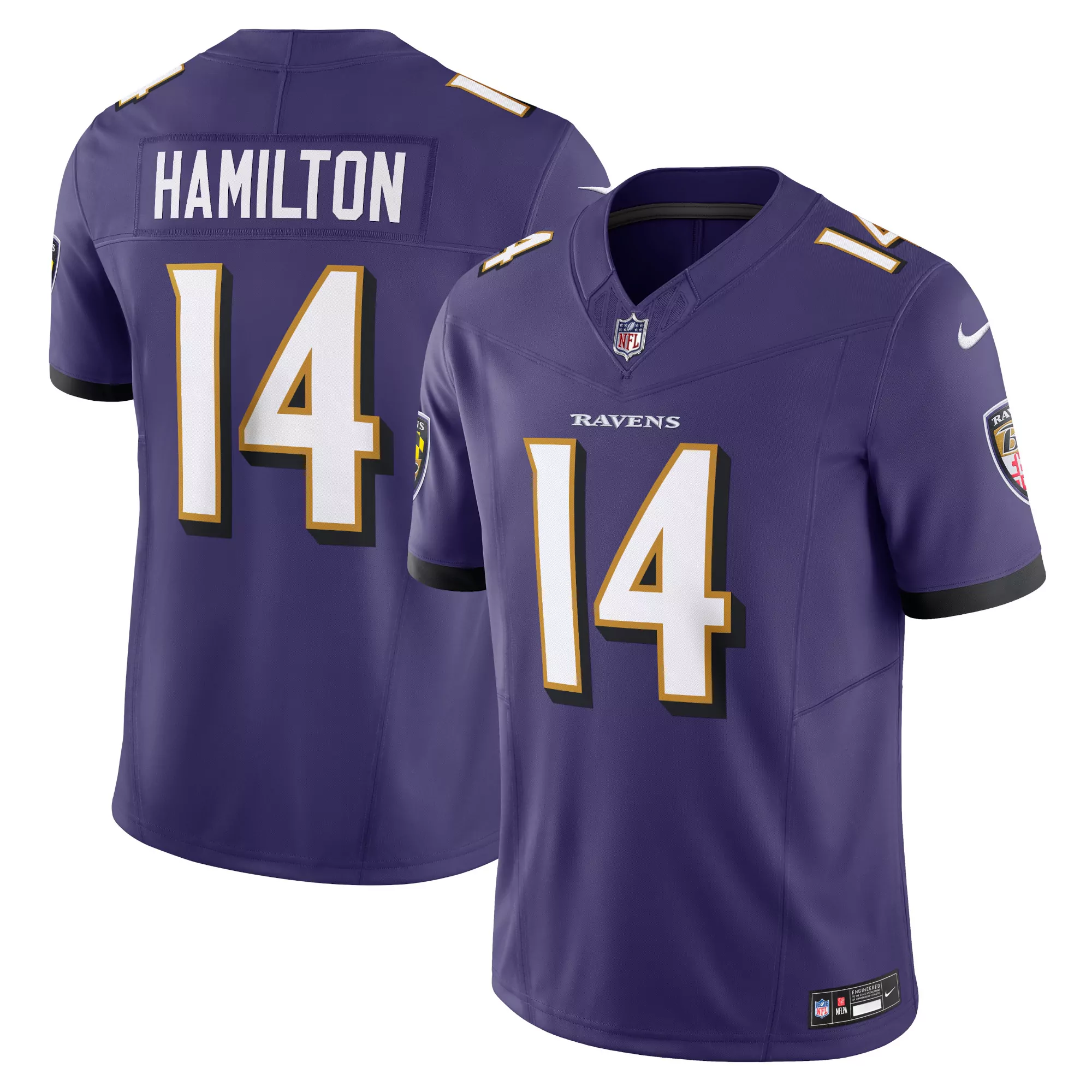 men s baltimore ravens kyle hamilton purple player game jersey