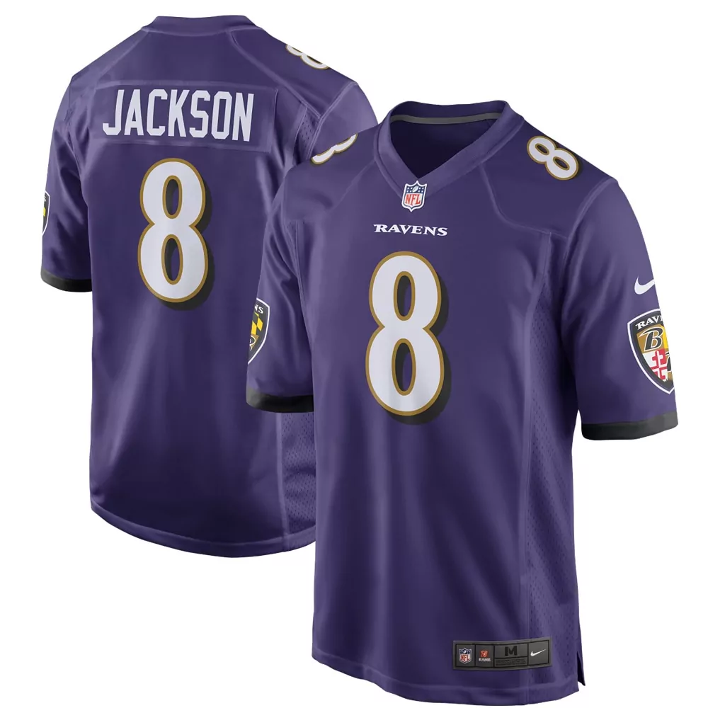 men s baltimore ravens lamar jackson purple game jersey