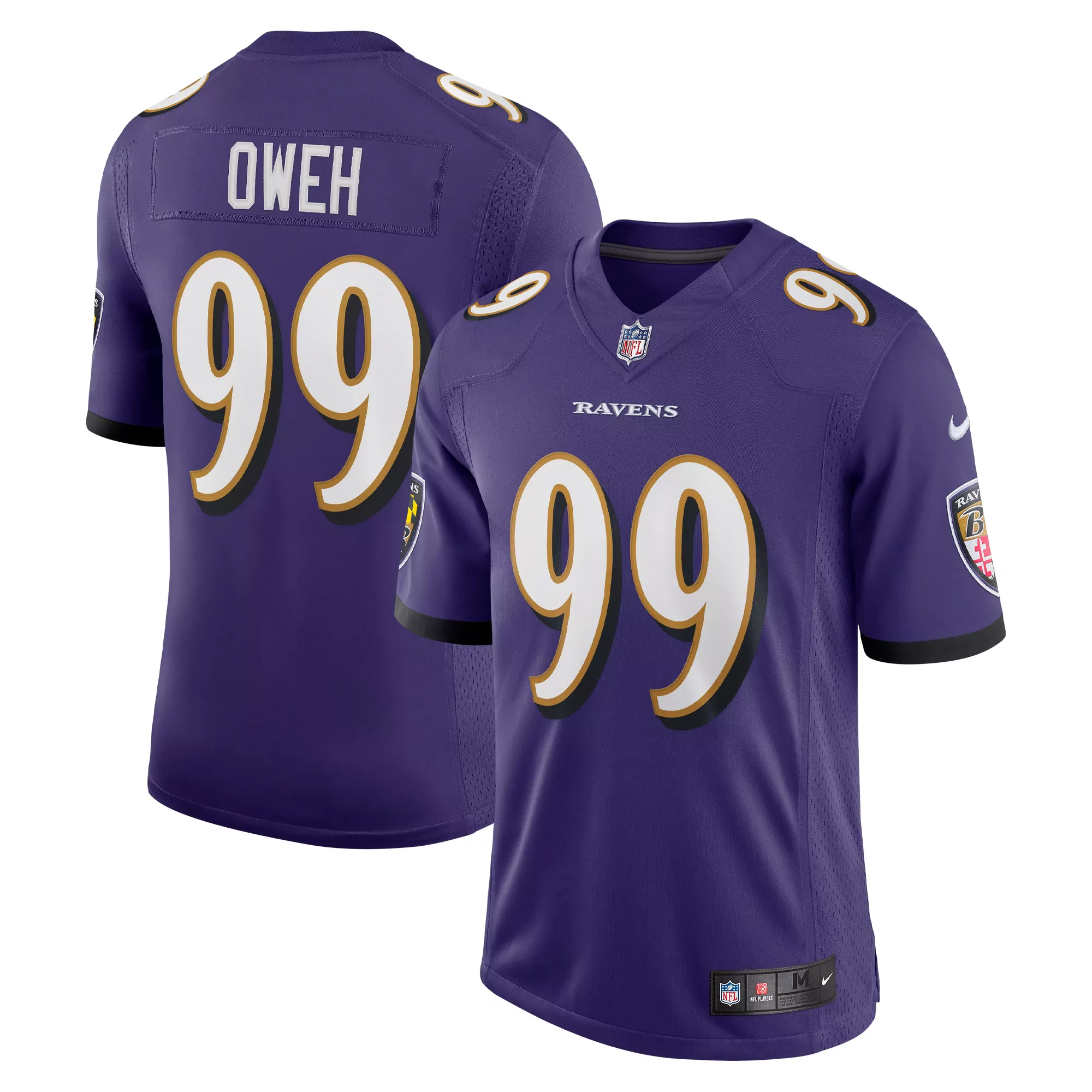 men s baltimore ravens odafe oweh purple game player jersey