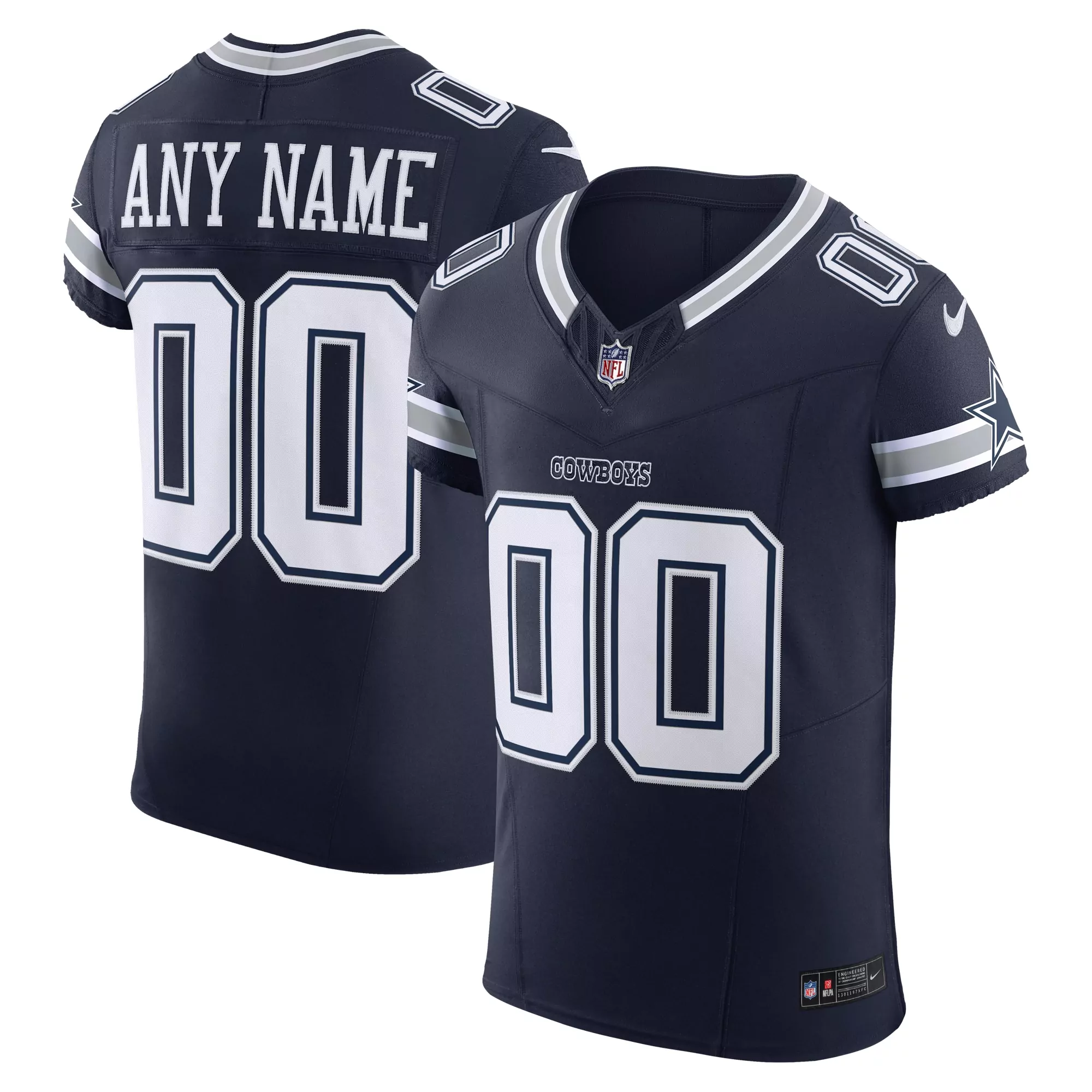 men s dallas cowboys navy vapor f u s e elite custom jersey