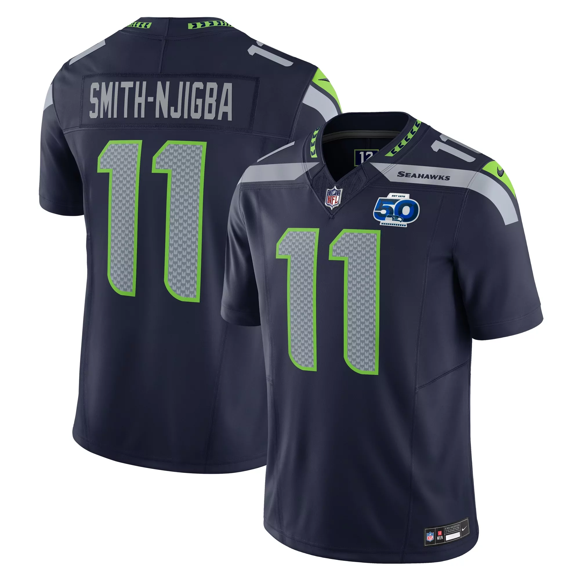 men s jaxon smith njigba college navy seattle seahawks team 50th season game jersey