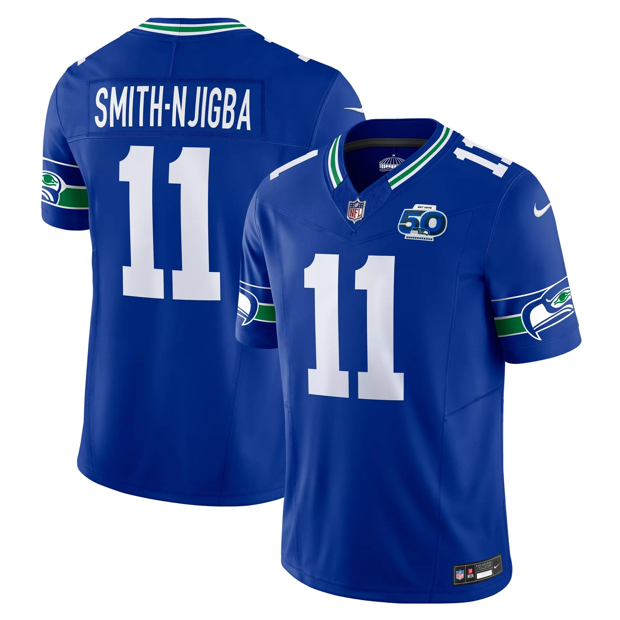 men s jaxon smith njigba college navy seattle seahawks team 50th season game jersey