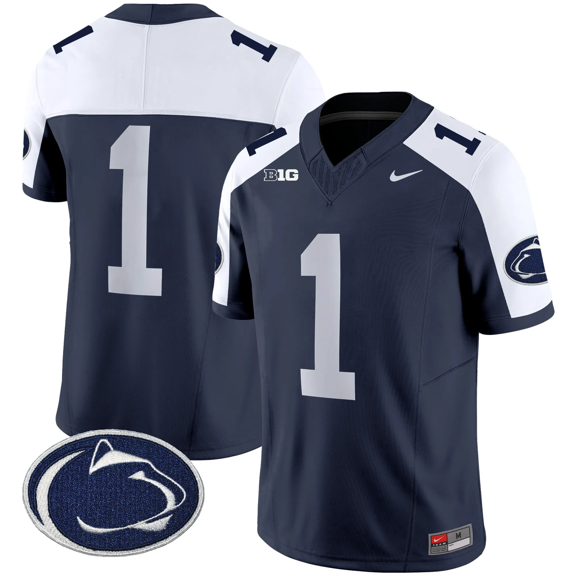 penn state nittany lions jersey 1 stitched uniform navy men...