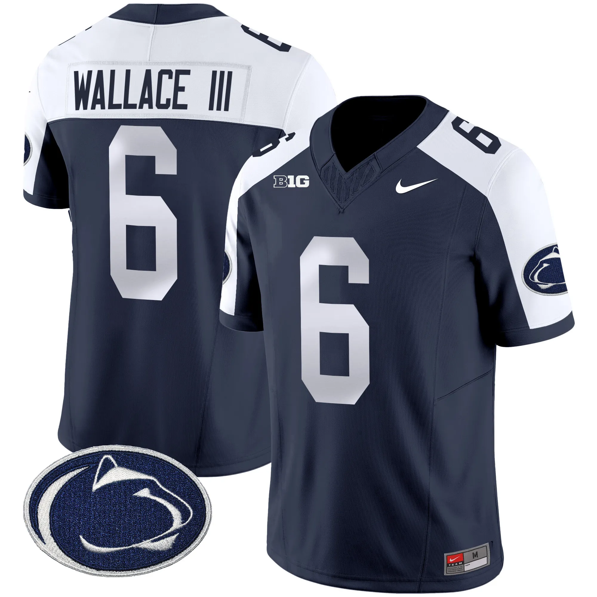 penn state nittany lions jersey wallace iii 6 authentic uniform...