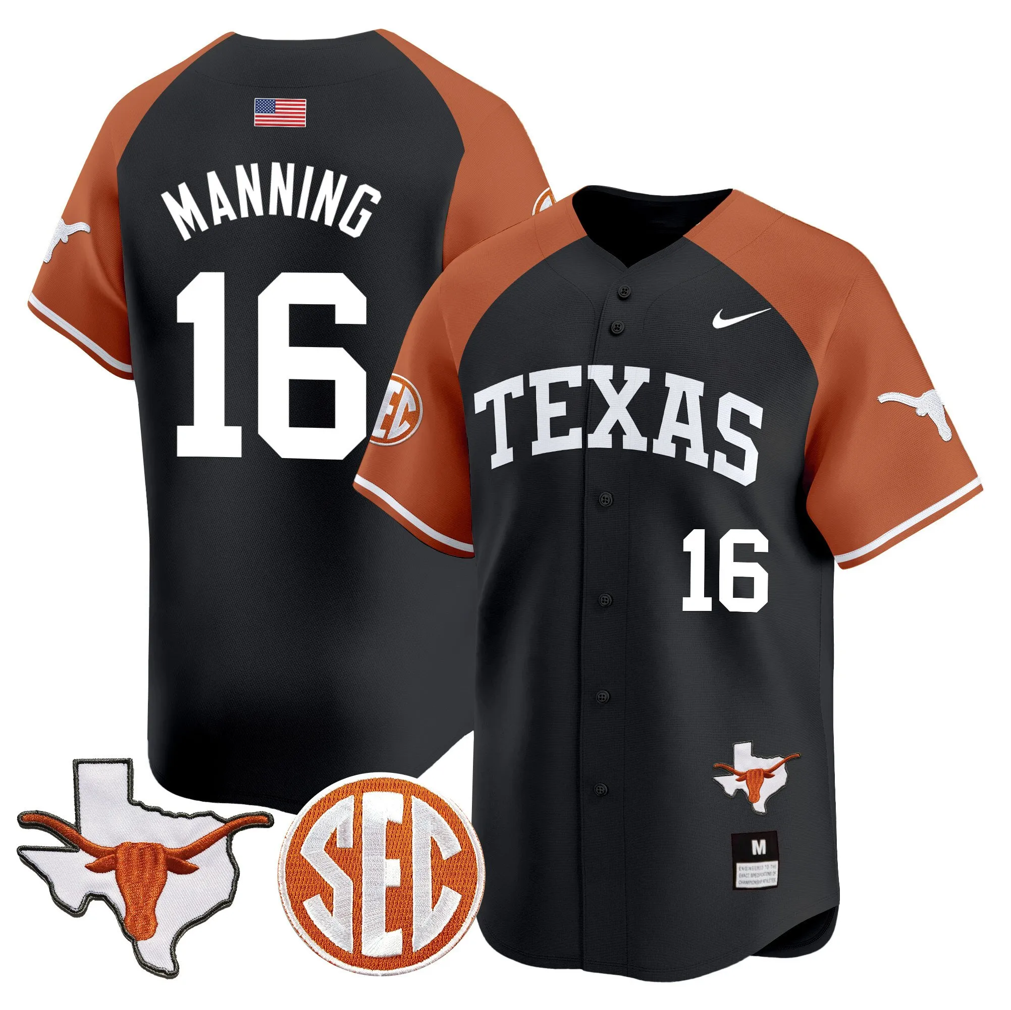 texas longhorns jersey arch manning 16 cotton bowl limited edition shirt black men women youth