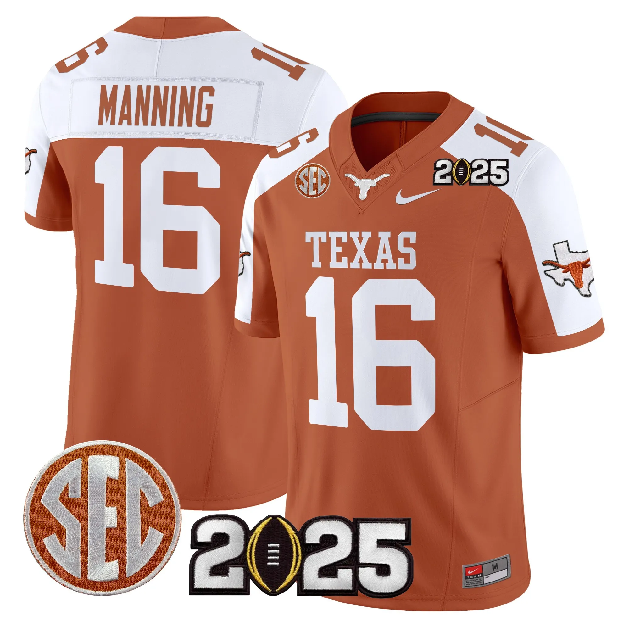 texas longhorns jersey arch manning 16 cotton bowl limited edition shirt black men women youth