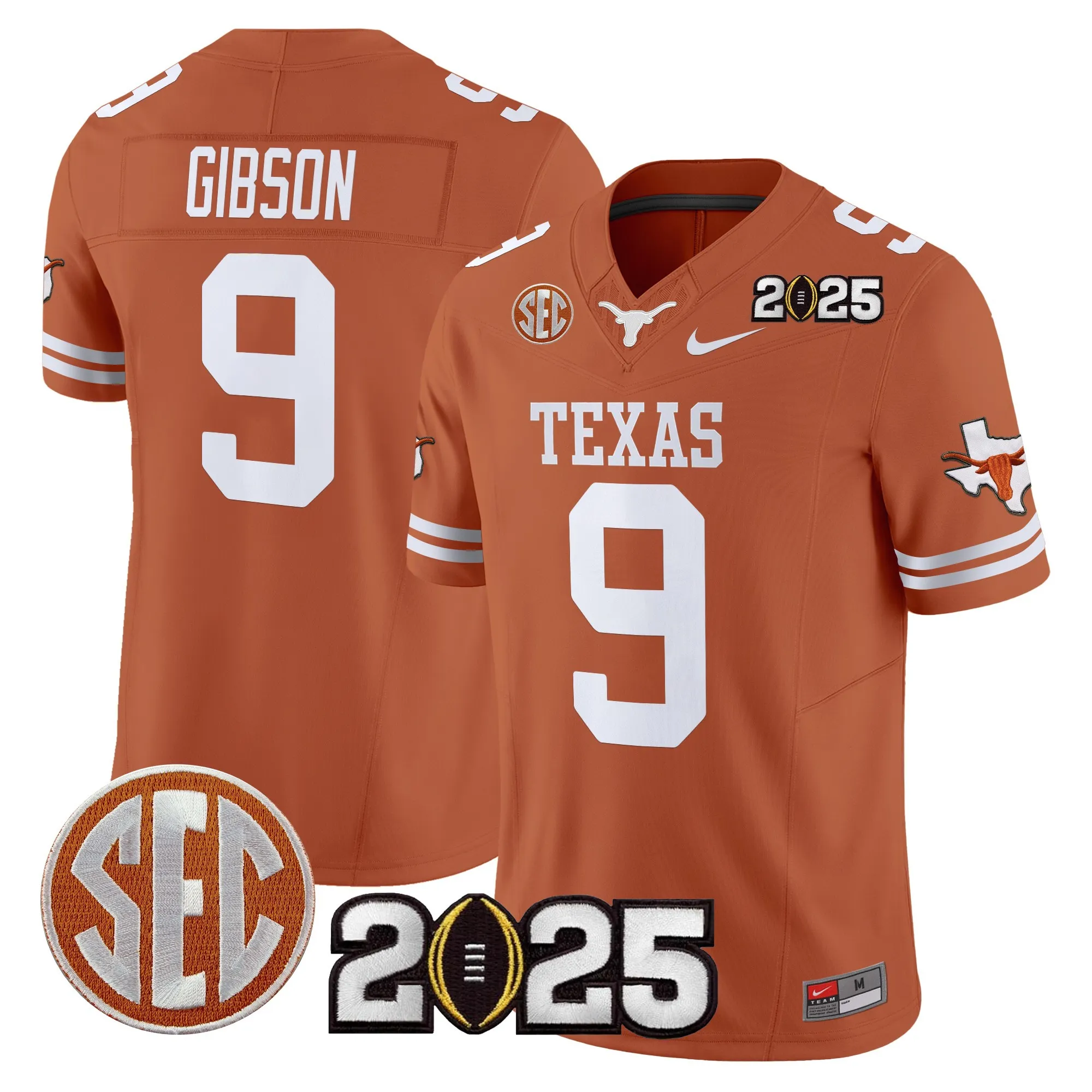 texas longhorns jersey gibson 9 2025 limited edition shirt orange white men women youth