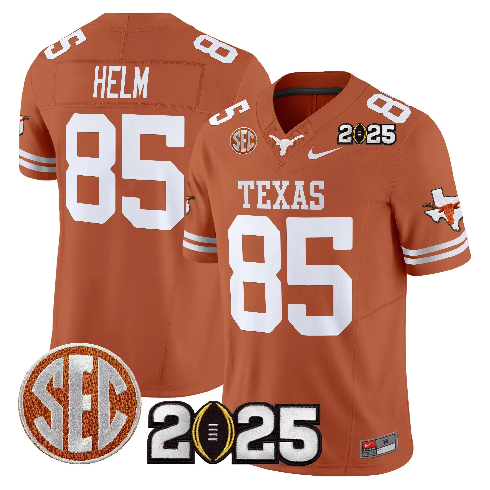 texas longhorns jersey golden 2 sec 2025 limited edition uniform burnt orange men women youth
