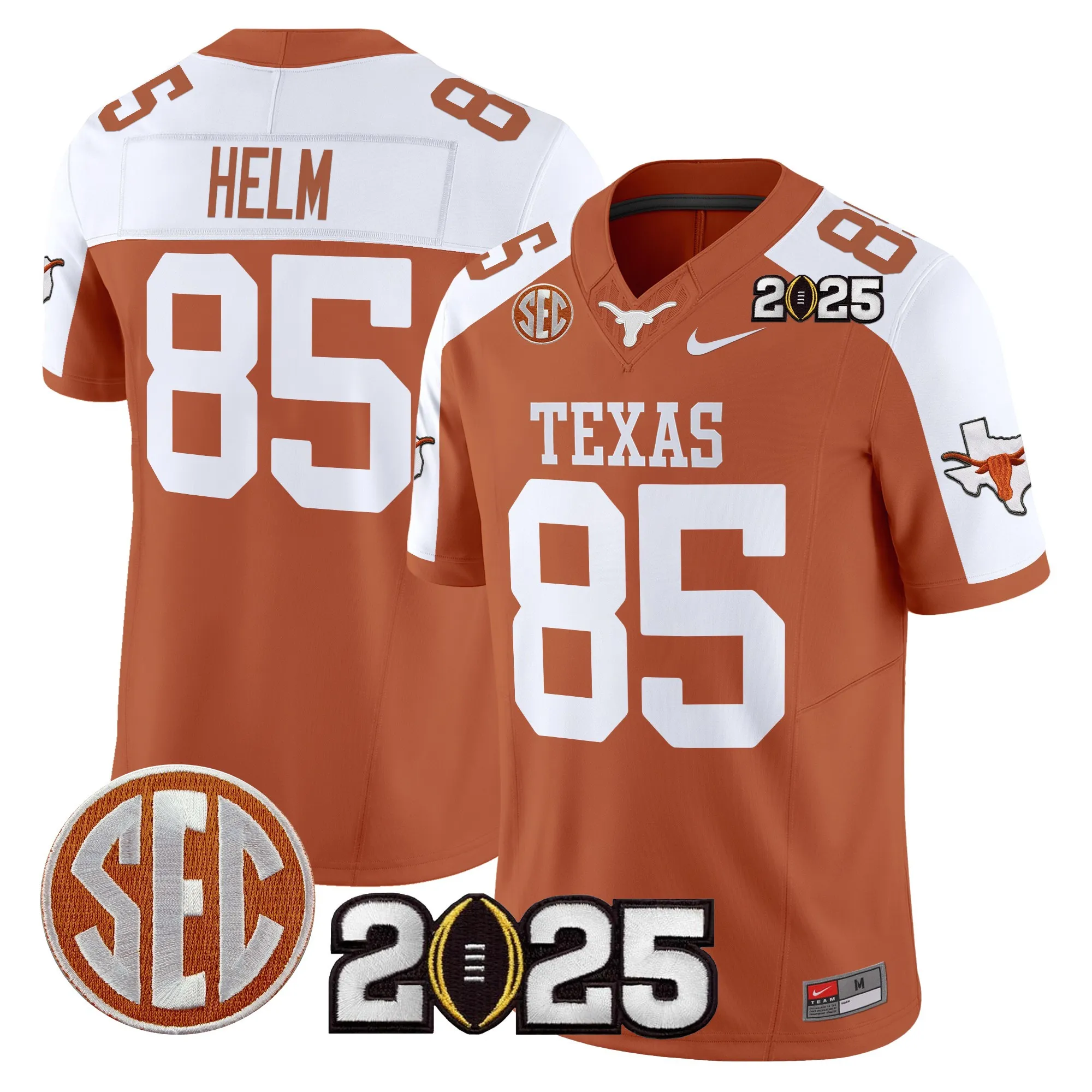texas longhorns jersey golden 2 sec 2025 limited edition uniform burnt orange men women youth