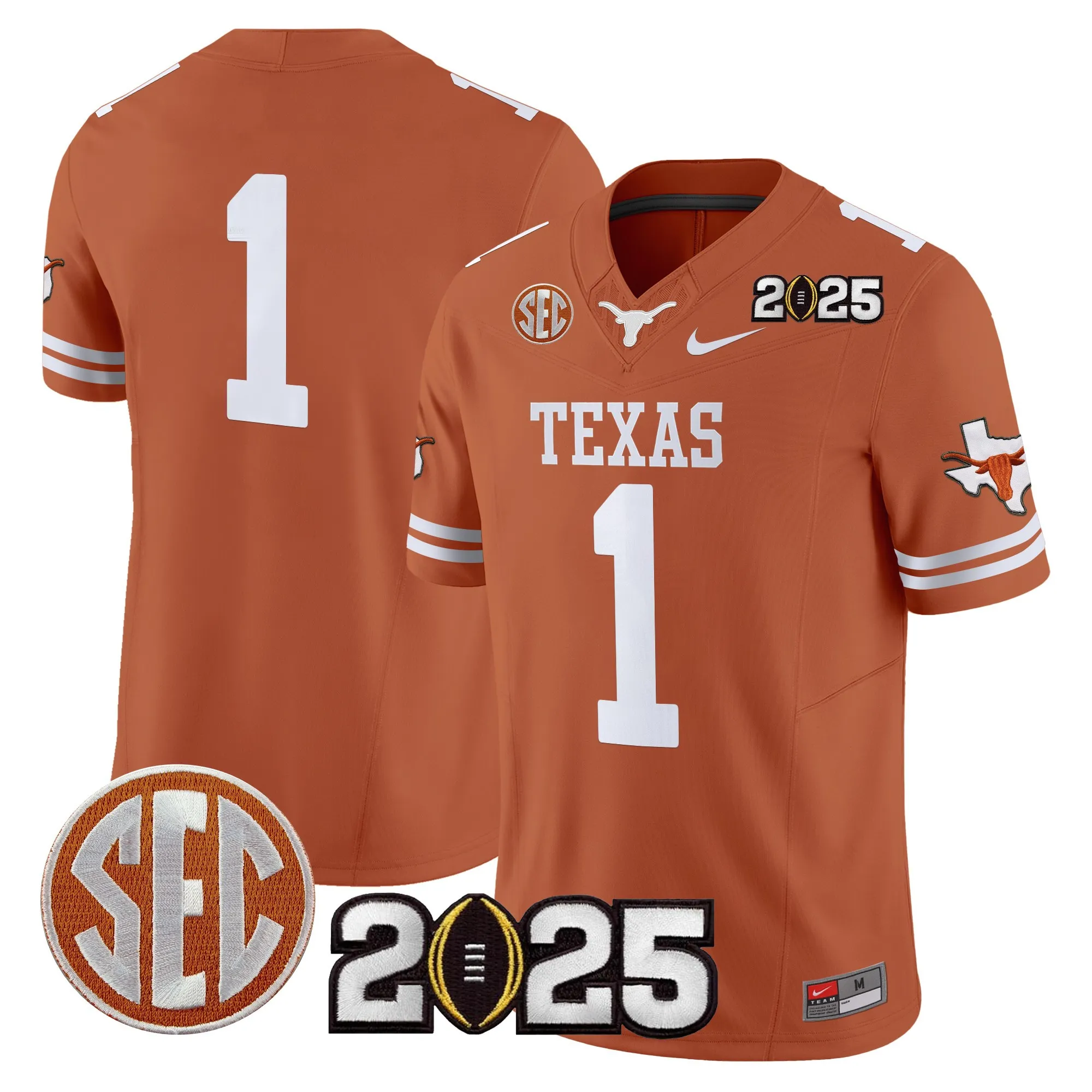 texas longhorns jersey player 1 2025 limited edition uniform white men women youth
