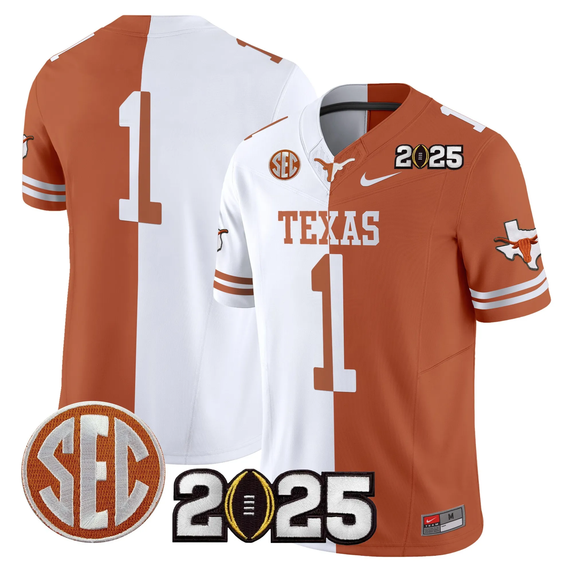 texas longhorns jersey player 1 2025 limited edition uniform white men women youth