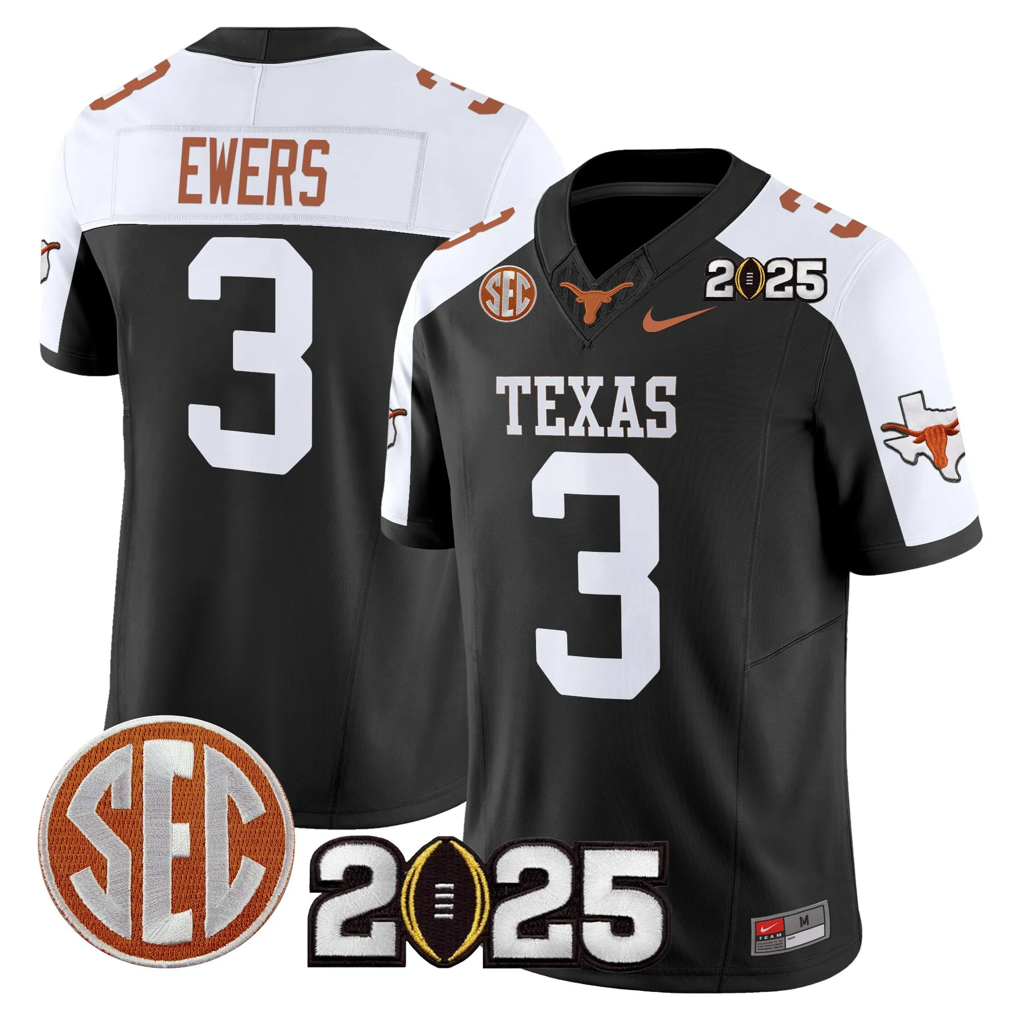 texas longhorns jersey player 1 2025 limited edition uniform white men women youth